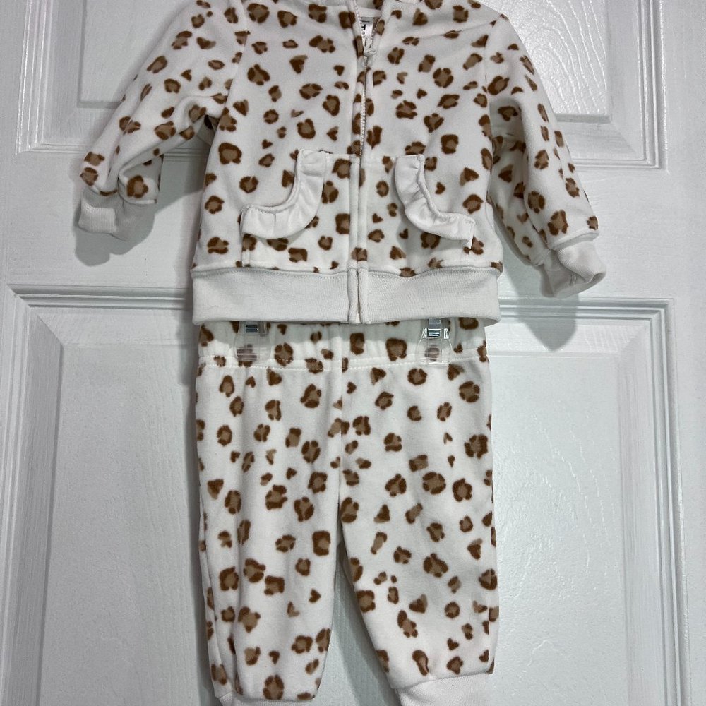 Carter's Child of Mine 2 Piece Lepard Zip up Hoodie and Matching Pants 0-3M NWOT
